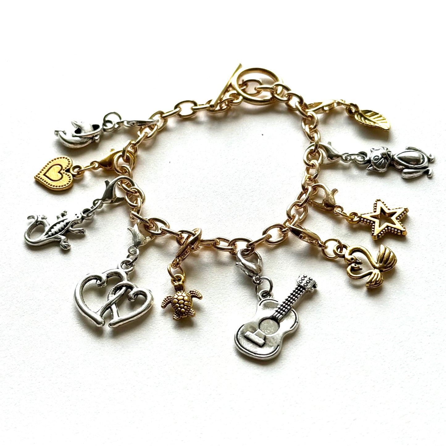 Handmade Y2K Style Mixed Metals Charm Bracelet