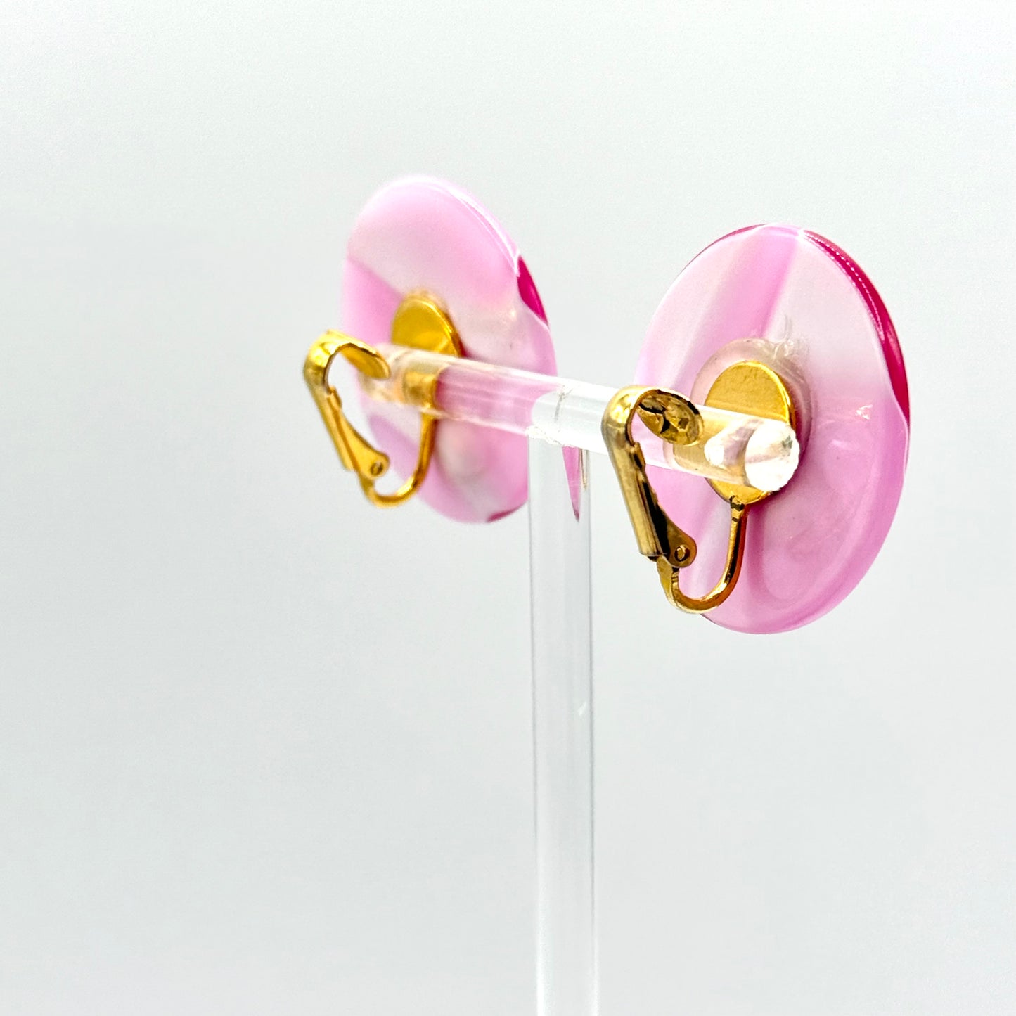 Vintage Pink Clip On Earrings