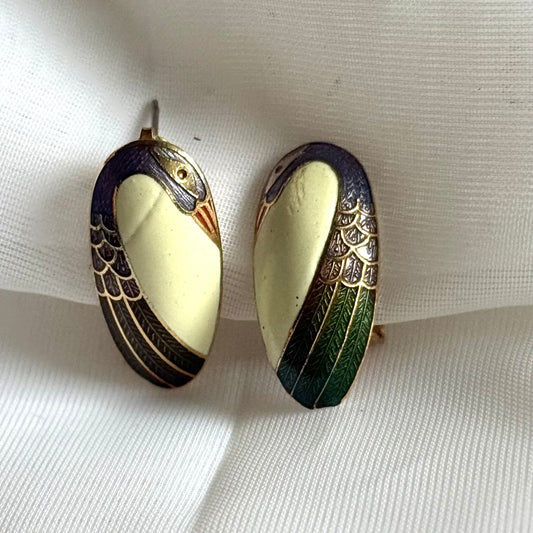 Secondhand Peacock White Earrings