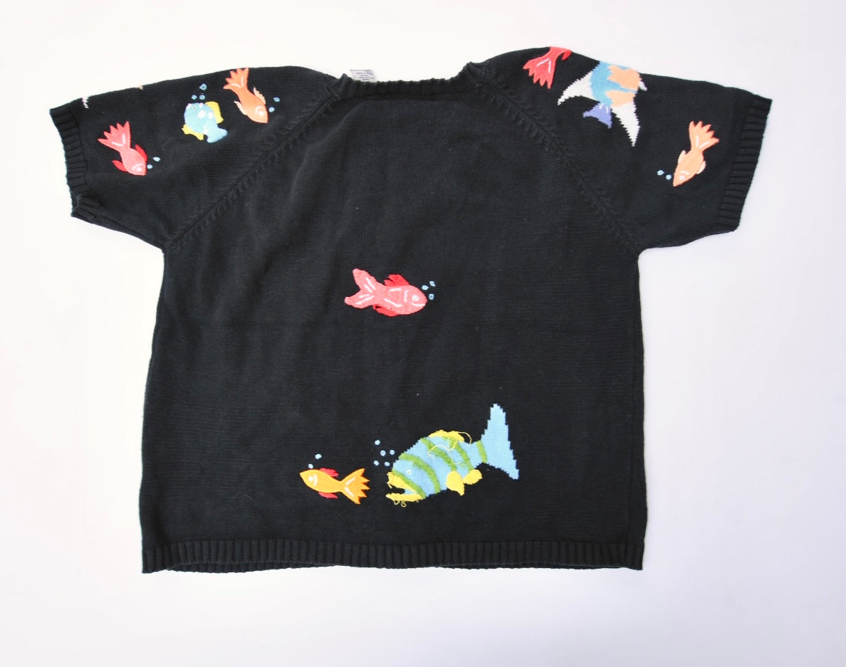 Vintage Belle Pointe Fish Shortsleeved Knitwear Sweater