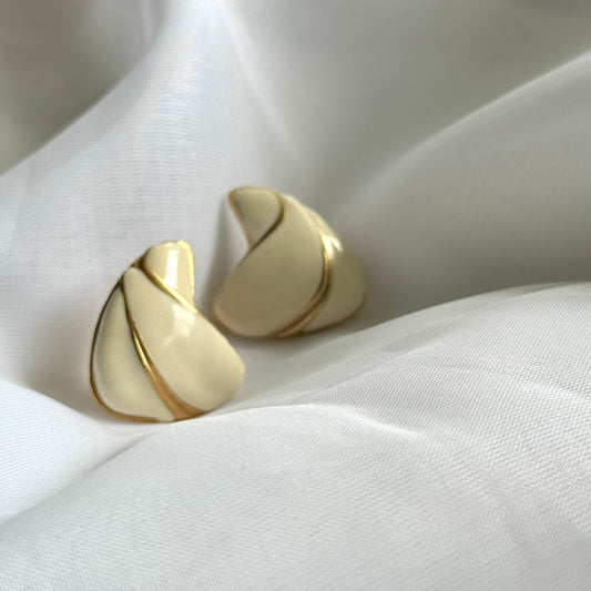 Secondhand Gold Toned and Ivory Coloured Earrings