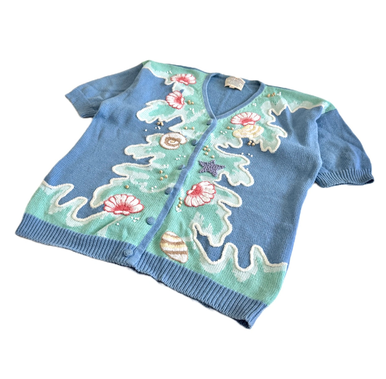 Vintage Susan Bristol, 90's Ocean Short Sleeve Sweater