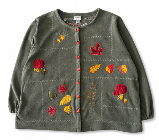 Vintage Essentials, Autumn Pumpkin Button Up Sweater