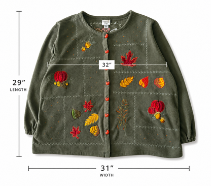 Vintage Essentials, Autumn Pumpkin Button Up Sweater