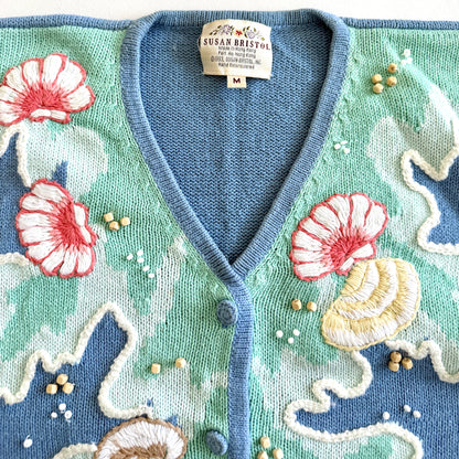 Vintage Susan Bristol, 90's Ocean Short Sleeve Sweater