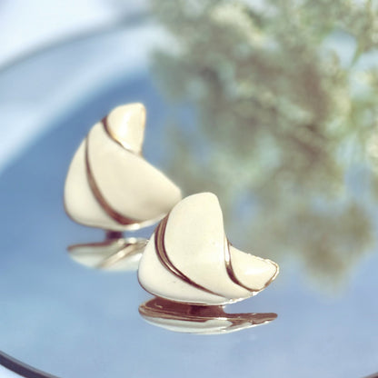 Secondhand Gold Toned and Ivory Coloured Earrings
