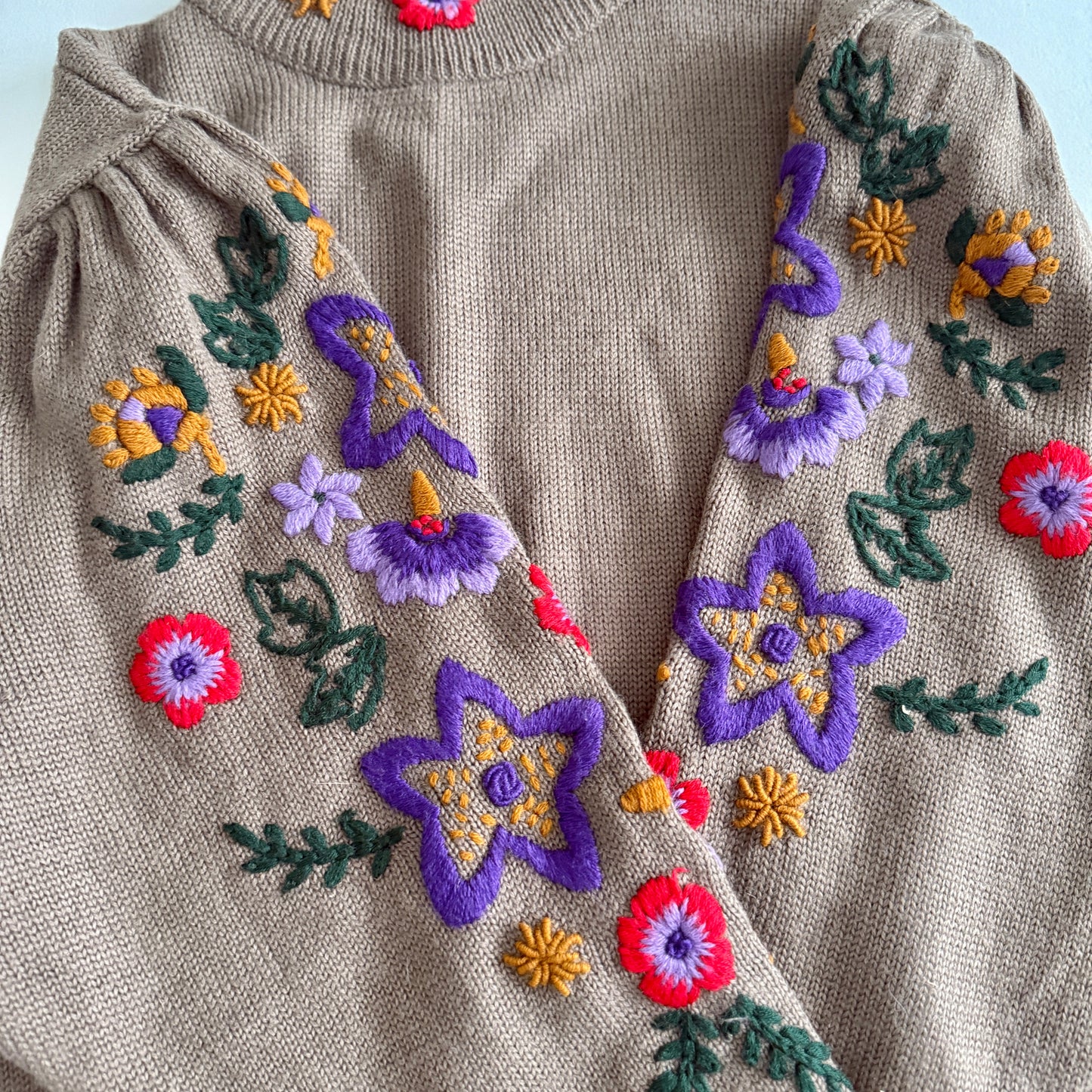 Vintage Comme deux Artistes Floral Wool Blend Sweater