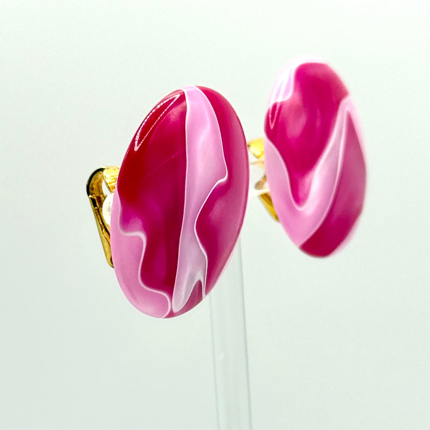 Vintage Pink Clip On Earrings