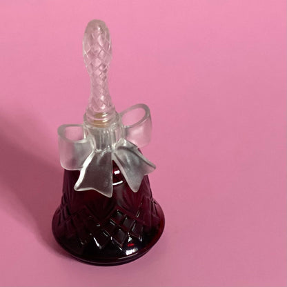 Vintage Avon 1970s Bell with a Bow - Crystalsong Glass Collectable Red Bottle