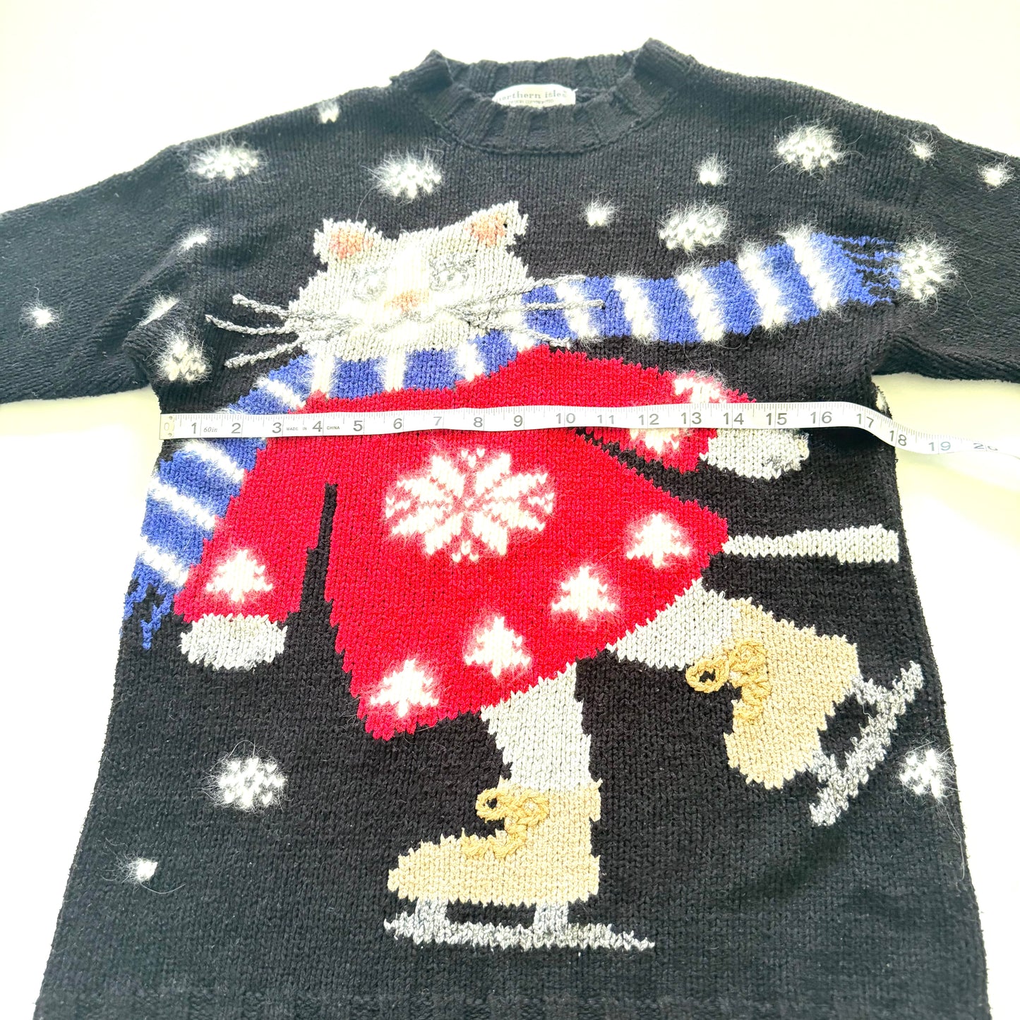 Vintage Northern Isles, Ice Skating Cat Sweater