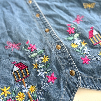 Vintage Lauren Brooke, Embroidered Denim Button Down Shirt