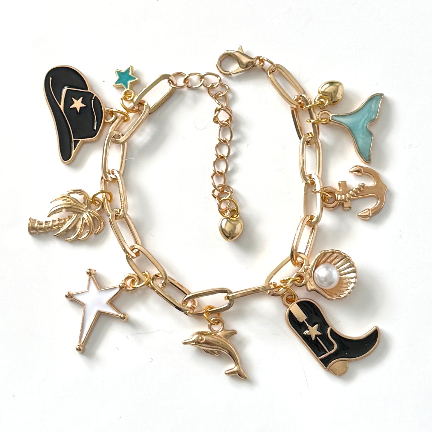 Handmade Coastal Cowgirl Y2K Style Charm Bracelet