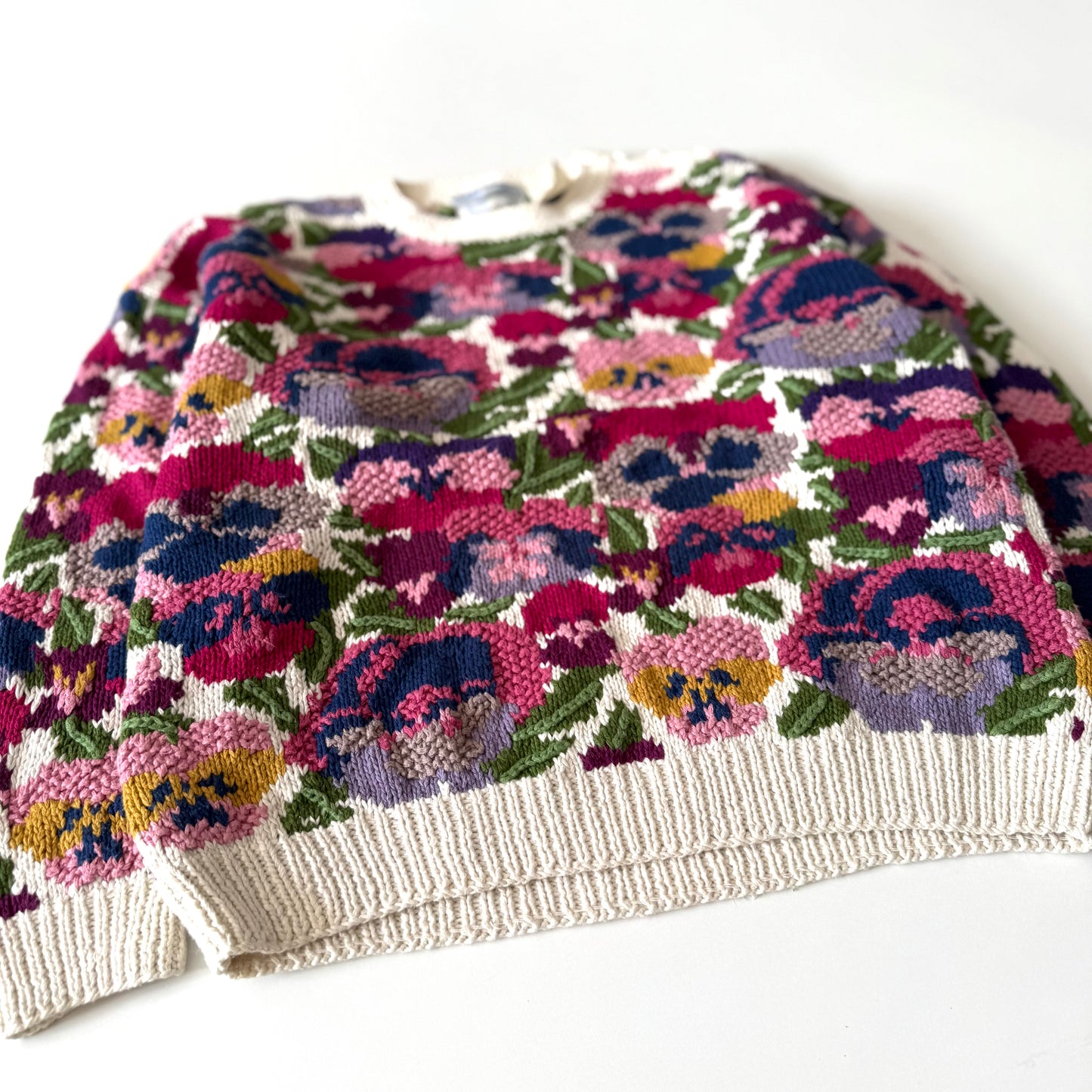 Vintage Northern Isles, Hand Knit Floral Sweater