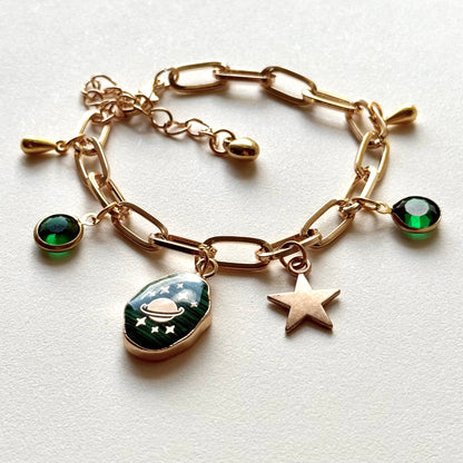 Handmade Green Charm Bracelet