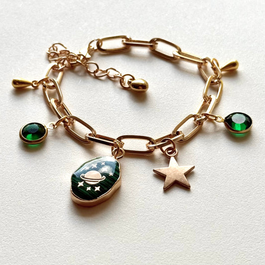 Handmade Green Charm Bracelet