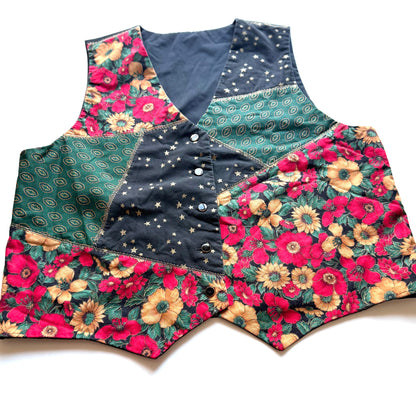 Vintage Christmas Floral Vest