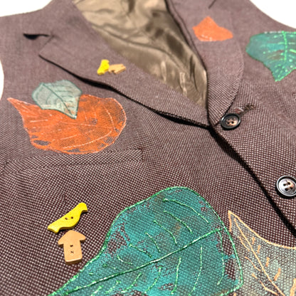 Vintage Hand Painted Leaf Vest