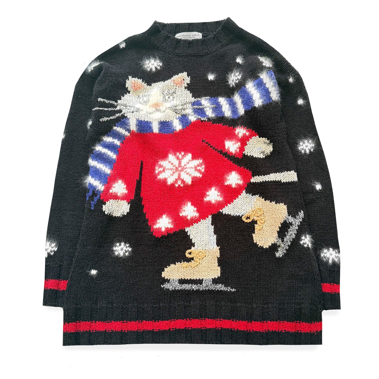 Vintage Northern Isles, Ice Skating Cat Sweater