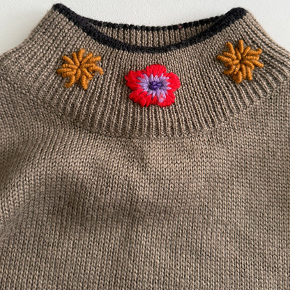 Vintage Comme deux Artistes Floral Wool Blend Sweater