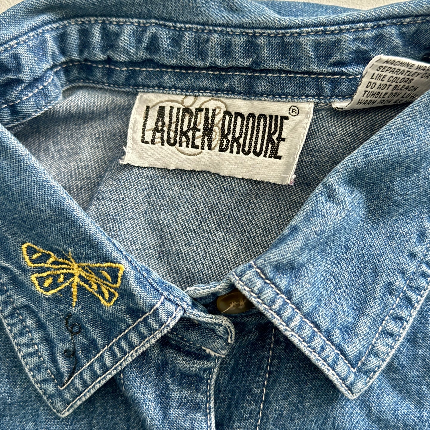 Vintage Lauren Brooke, Embroidered Denim Button Down Shirt