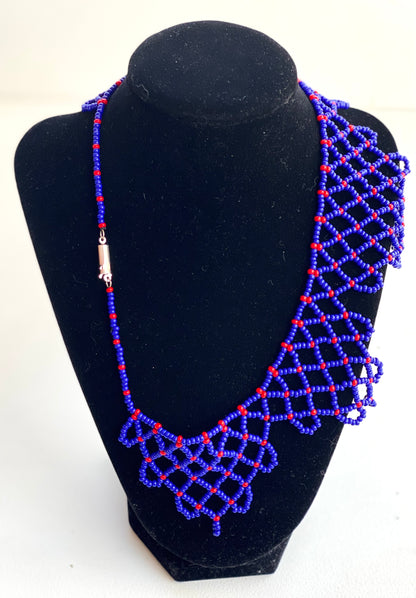 Blue Beaded Statement Necklace