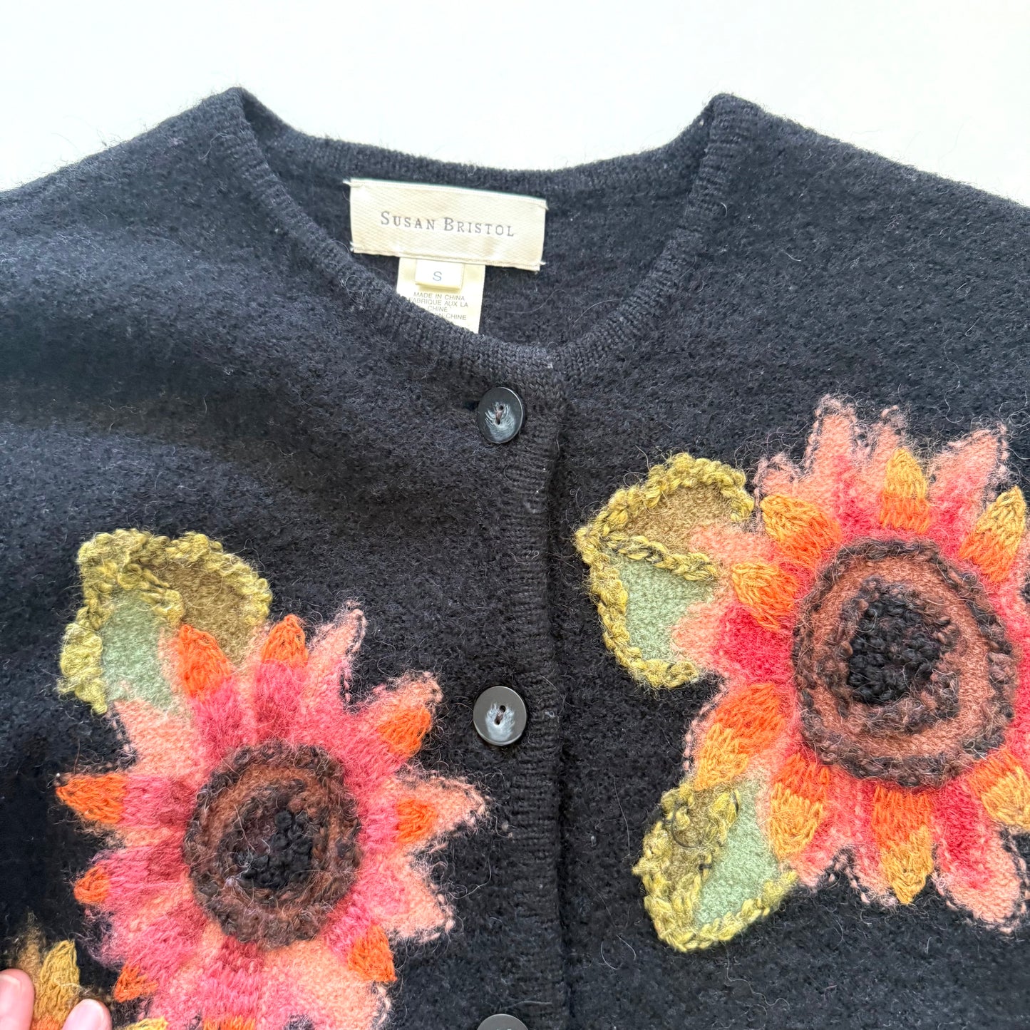 Vintage Susan Bristol, Wool Flower Cardigan