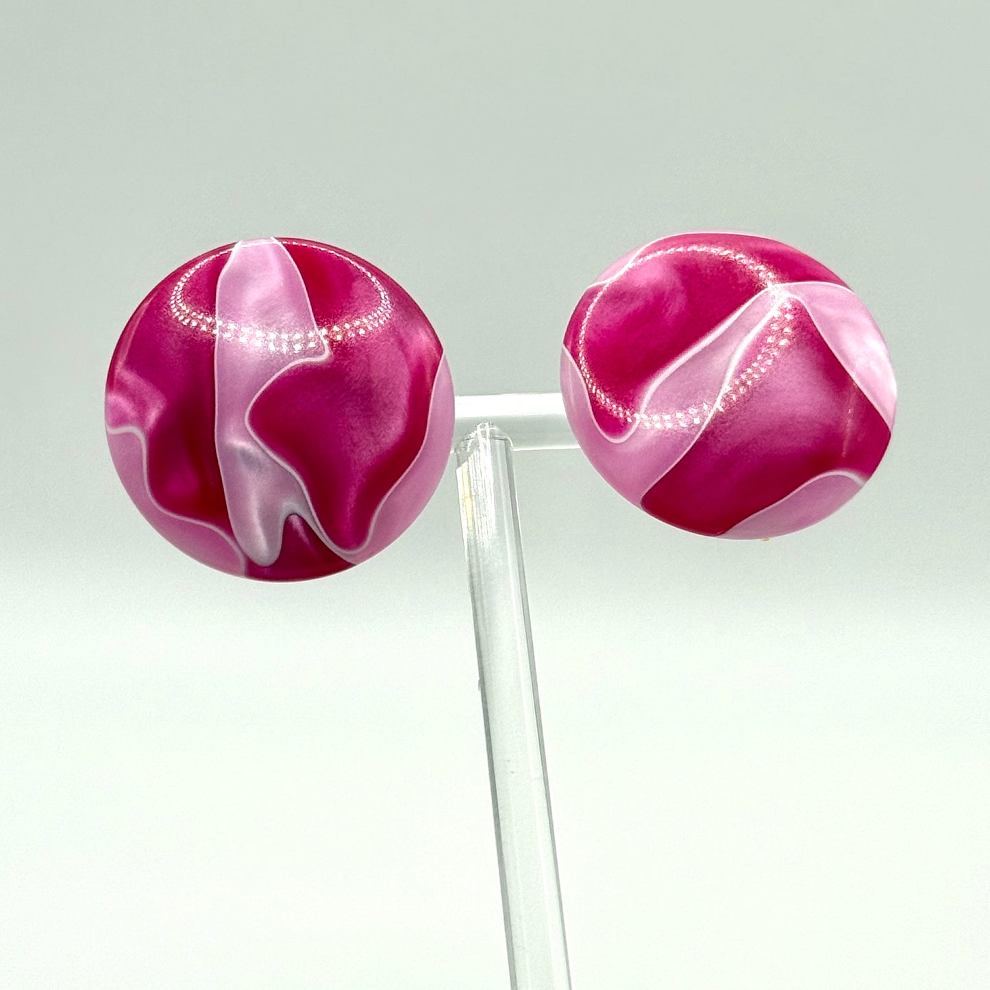 Vintage Pink Clip On Earrings