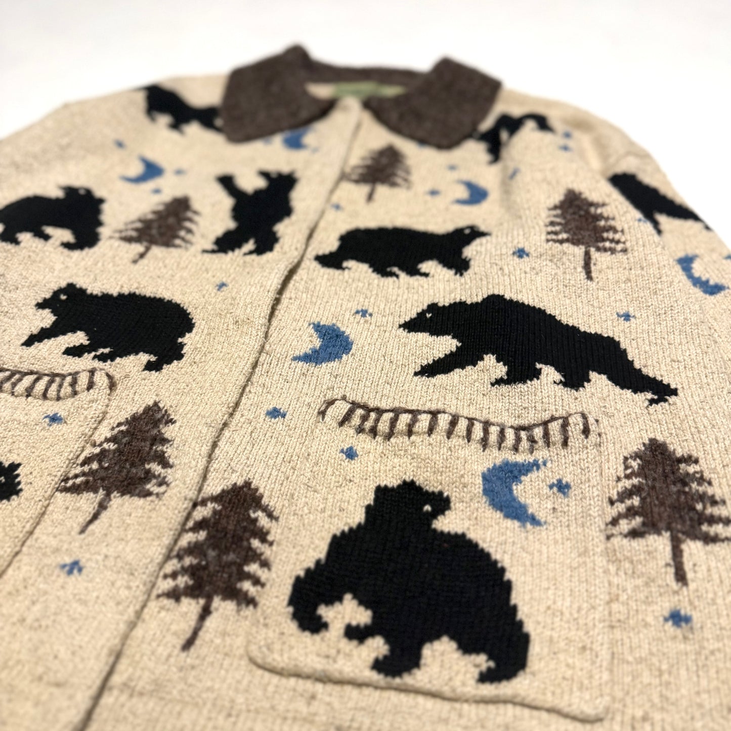 Vintage Antarctica, Silk Blend Bear & Moon Cardigan.