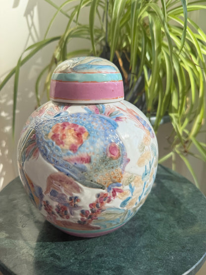 Vintage Pastel Fish Ginger Jar