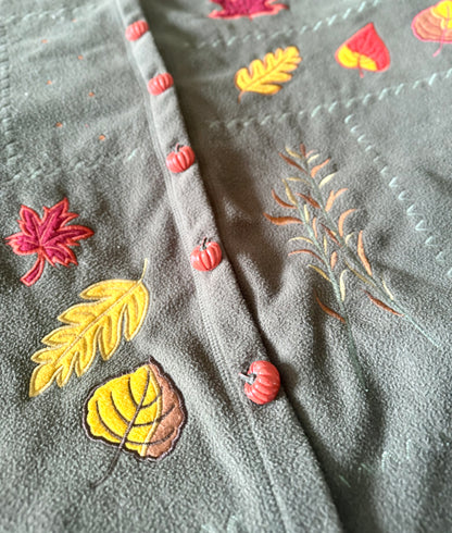 Vintage Essentials, Autumn Pumpkin Button Up Sweater