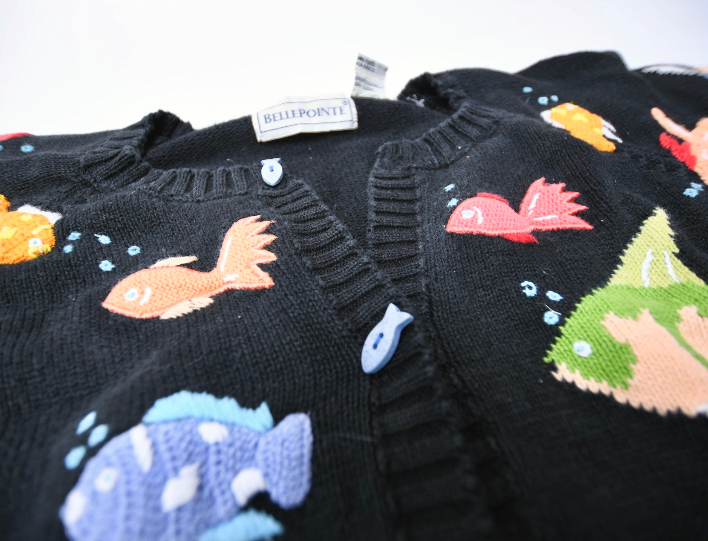 Vintage Belle Pointe Fish Shortsleeved Knitwear Sweater