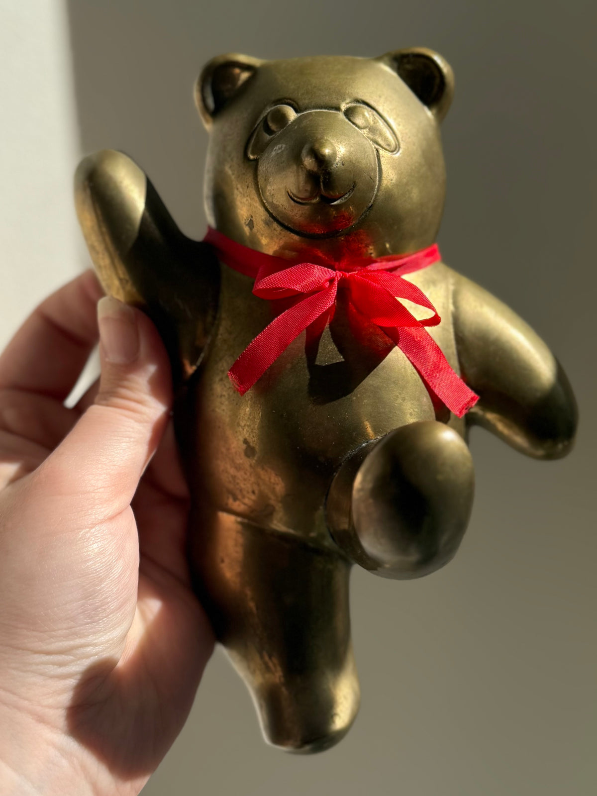 Vintage Brass Bear with Leg Hook
