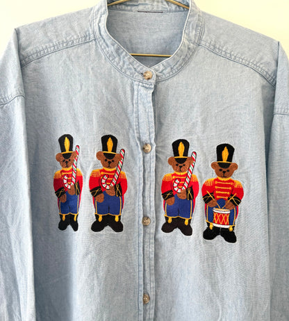 Vintage Christmas Bears Button Up Shirt