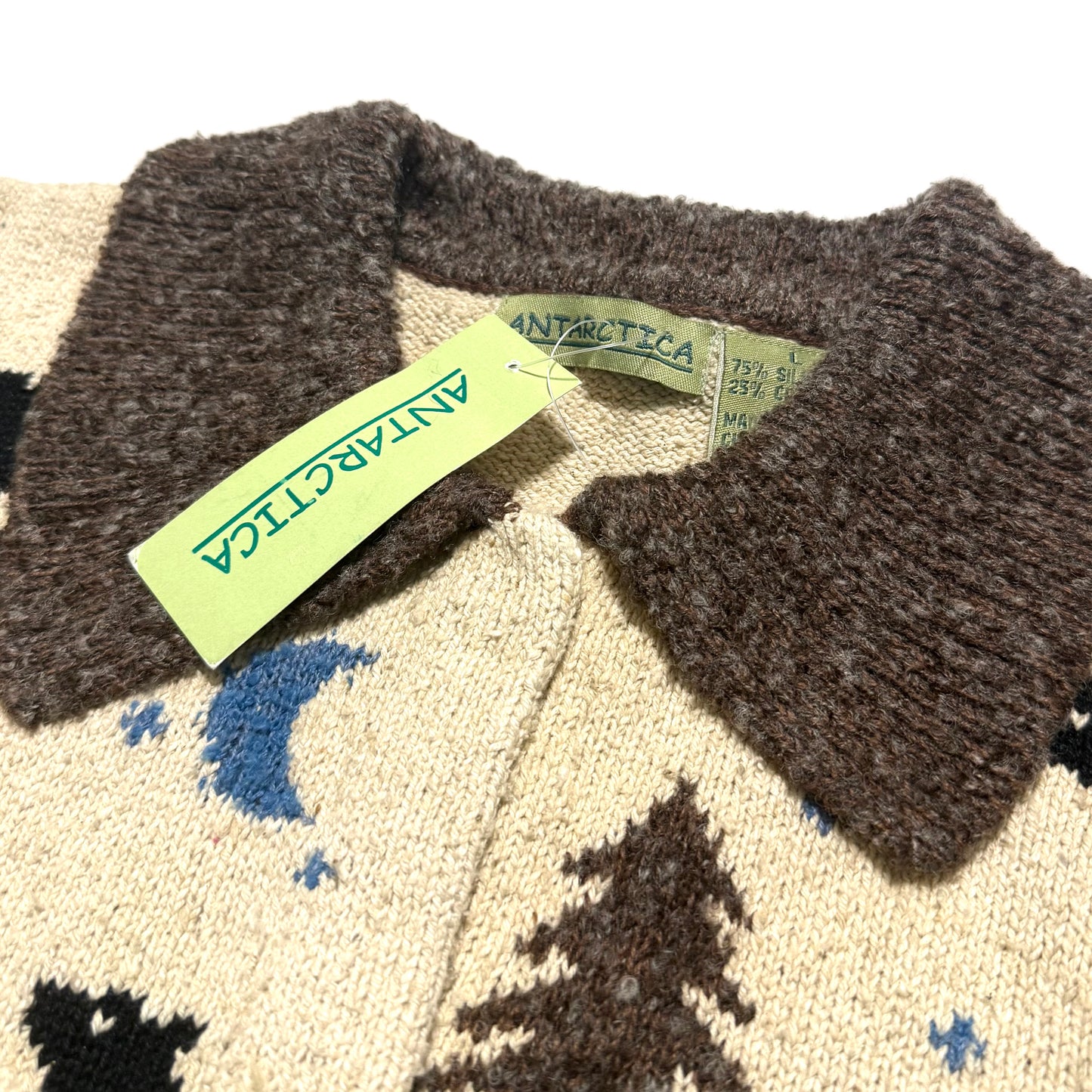 Vintage Antarctica, Silk Blend Bear & Moon Cardigan.