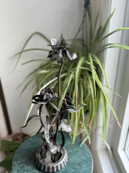 Secondhand Handmade Metal Flower Art
