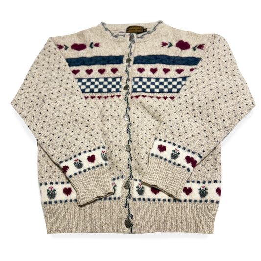 Vintage Eddie Bauer, Wool Blend 1990's Heart Cardigan