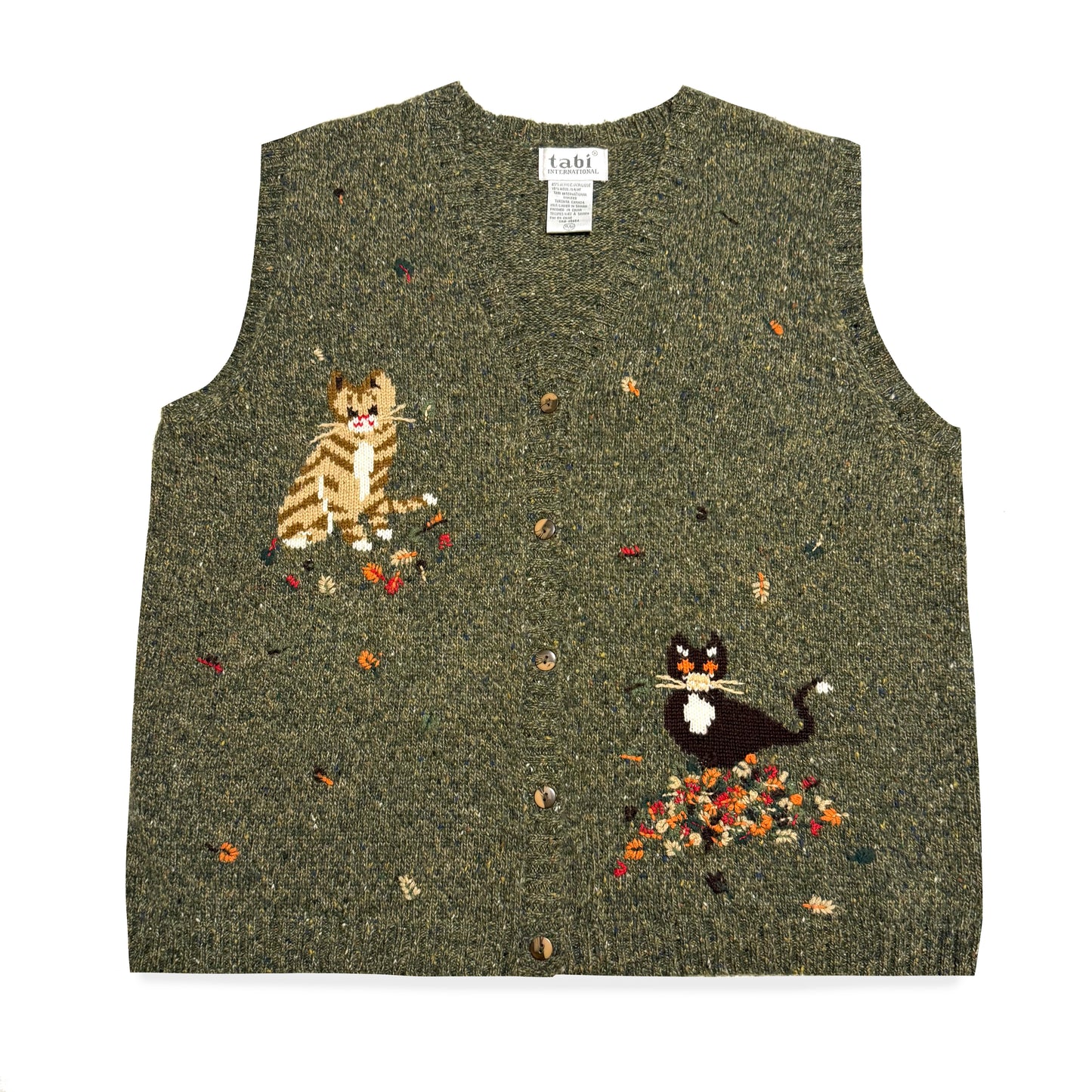 Vintage Tabi International, Wool Blend Autumn Cat Vest
