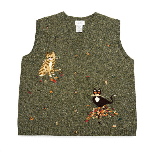 Vintage Tabi International, Wool Blend Autumn Cat Vest