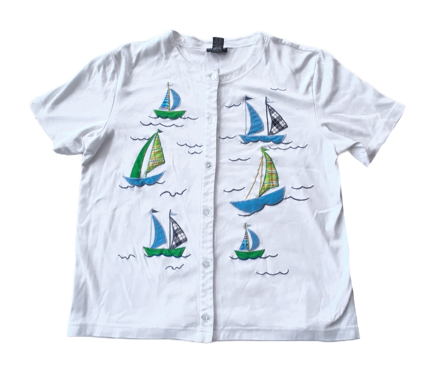 Vintage Sailboat Short Sleeve Button Down Shirt