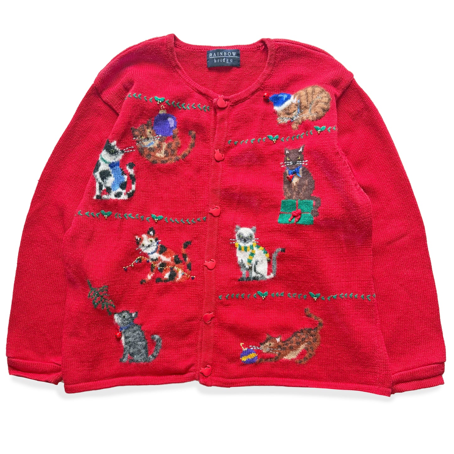 Vintage Rainbow Bridge, Christmas Cat Sweater
