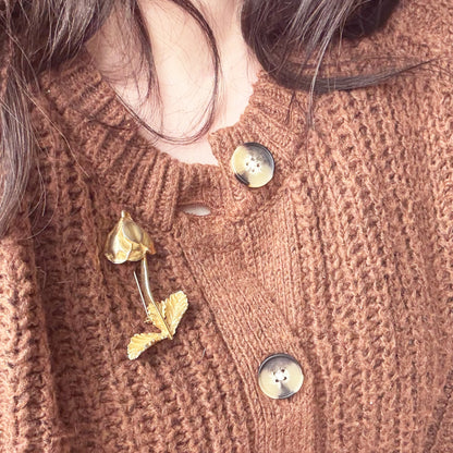 Vintage Gold Toned Flower Brooch