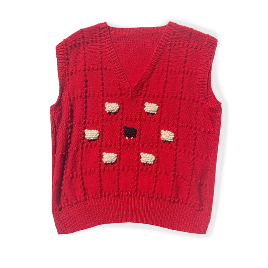 Vintage 70's Handmade, Red Sheep Vest