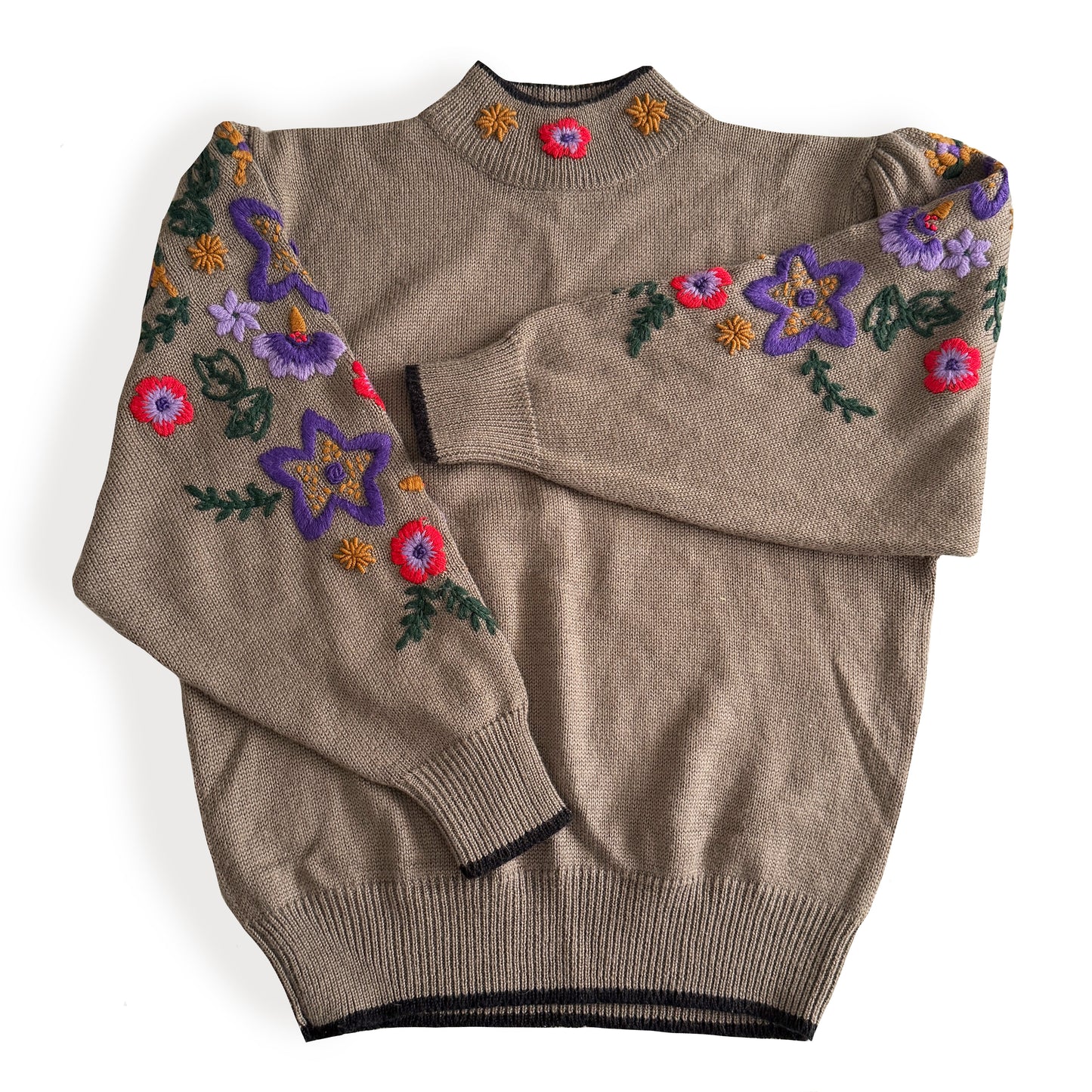 Vintage Comme deux Artistes Floral Wool Blend Sweater