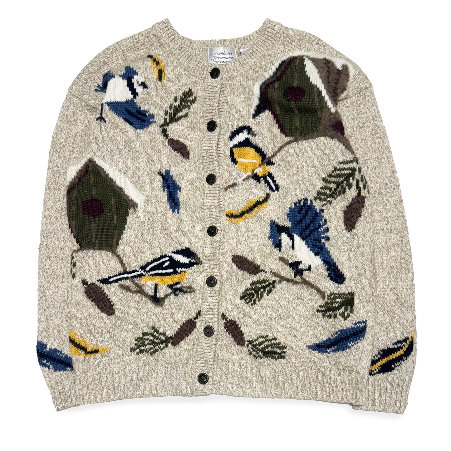Vintage Northern Treasures, Wool Blend Winter Bird Cardigan