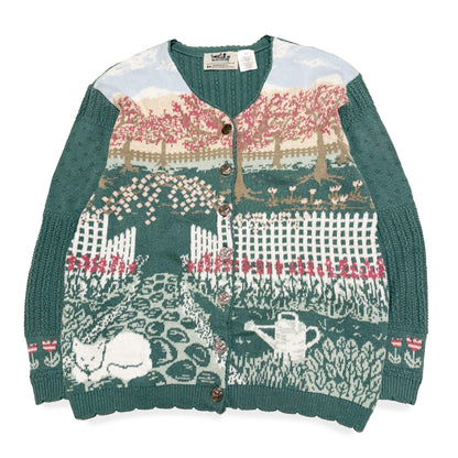 Vintage Northern Reflections, Cat in Garden Cardigan