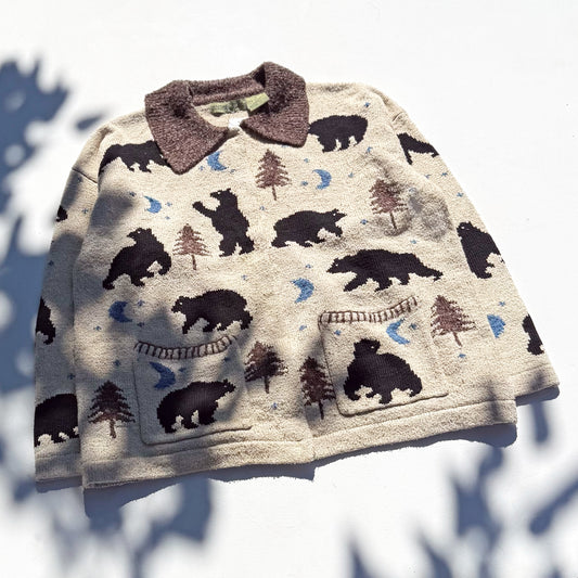 Vintage Antarctica, Silk Blend Bear & Moon Cardigan.