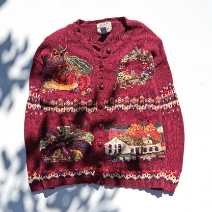 Vintage Heirloom Collectibles, Thanksgiving Autumn Cardigan