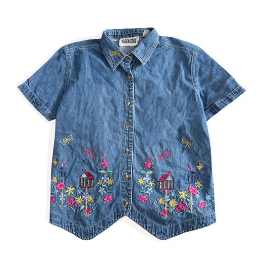 Vintage Lauren Brooke, Embroidered Denim Button Down Shirt