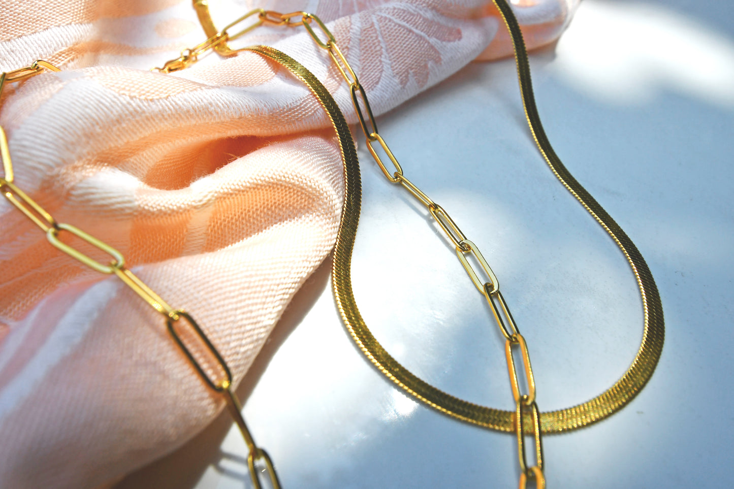 Paperclip Chain Necklace, Gold Plated