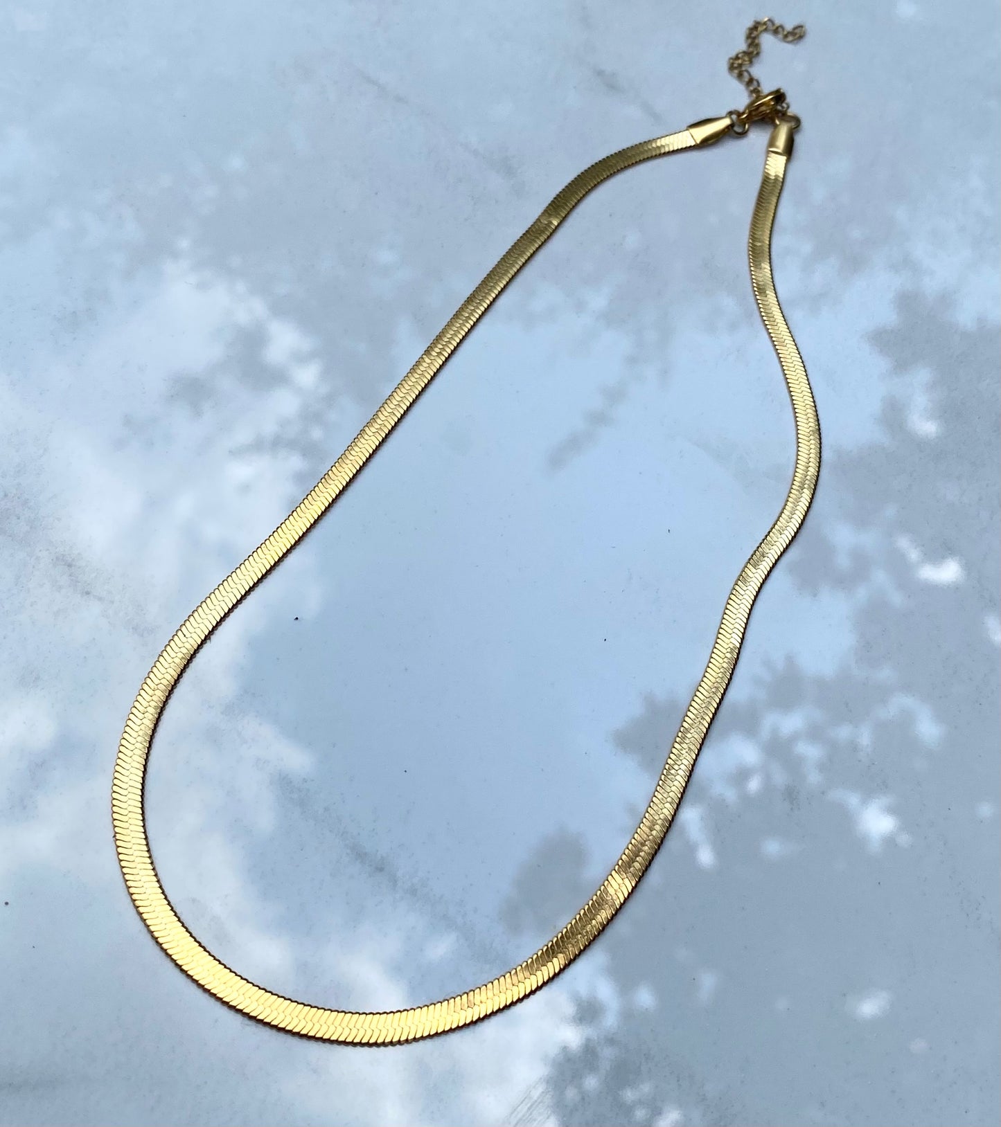 Snake Chain Necklace, Gold Plated
